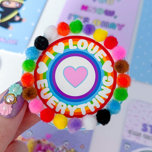 Cute Rainbow Sticker with Pompoms - Pride