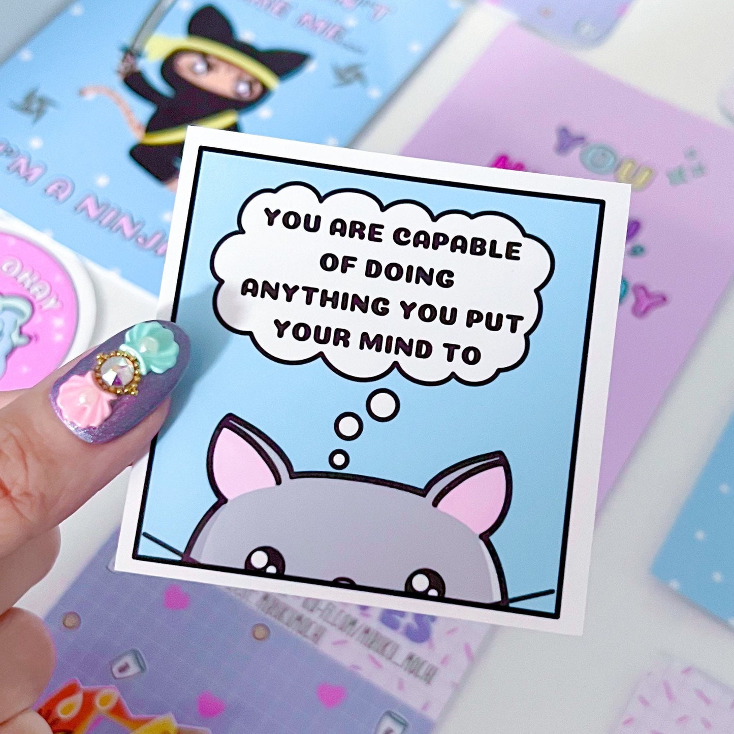 You Are Capable Cute Cat sticker - Mental Health