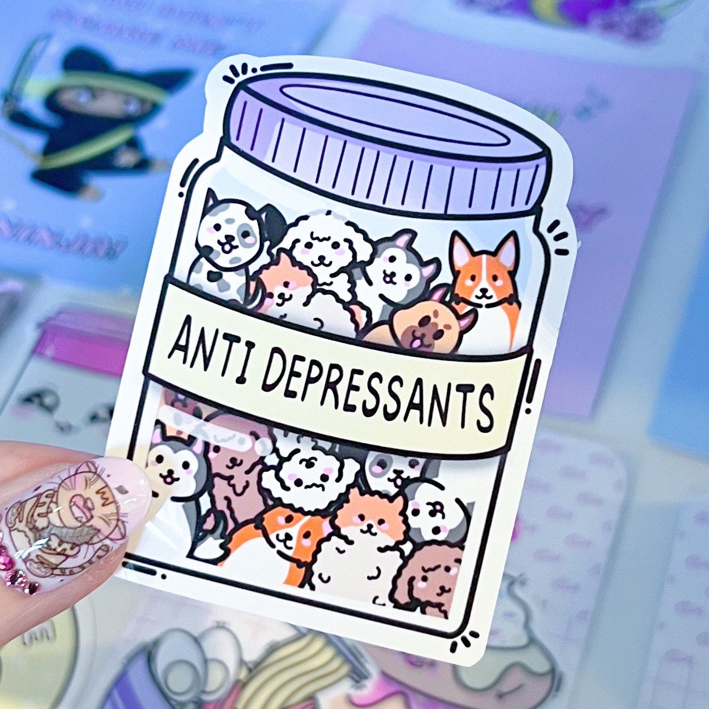 Anti Depressant Sticker - Jar of Dogs