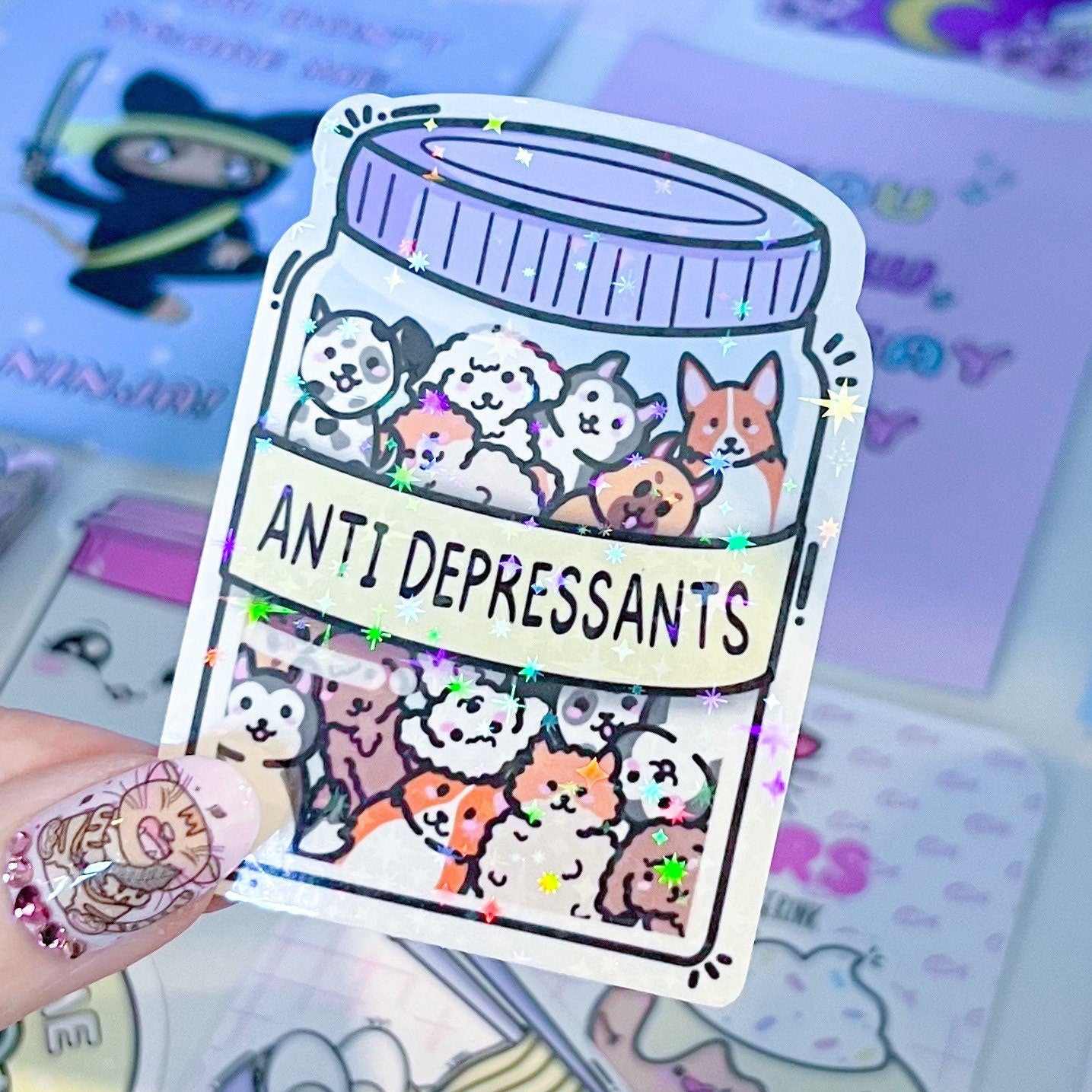 Anti Depressant Sticker - Jar of Dogs