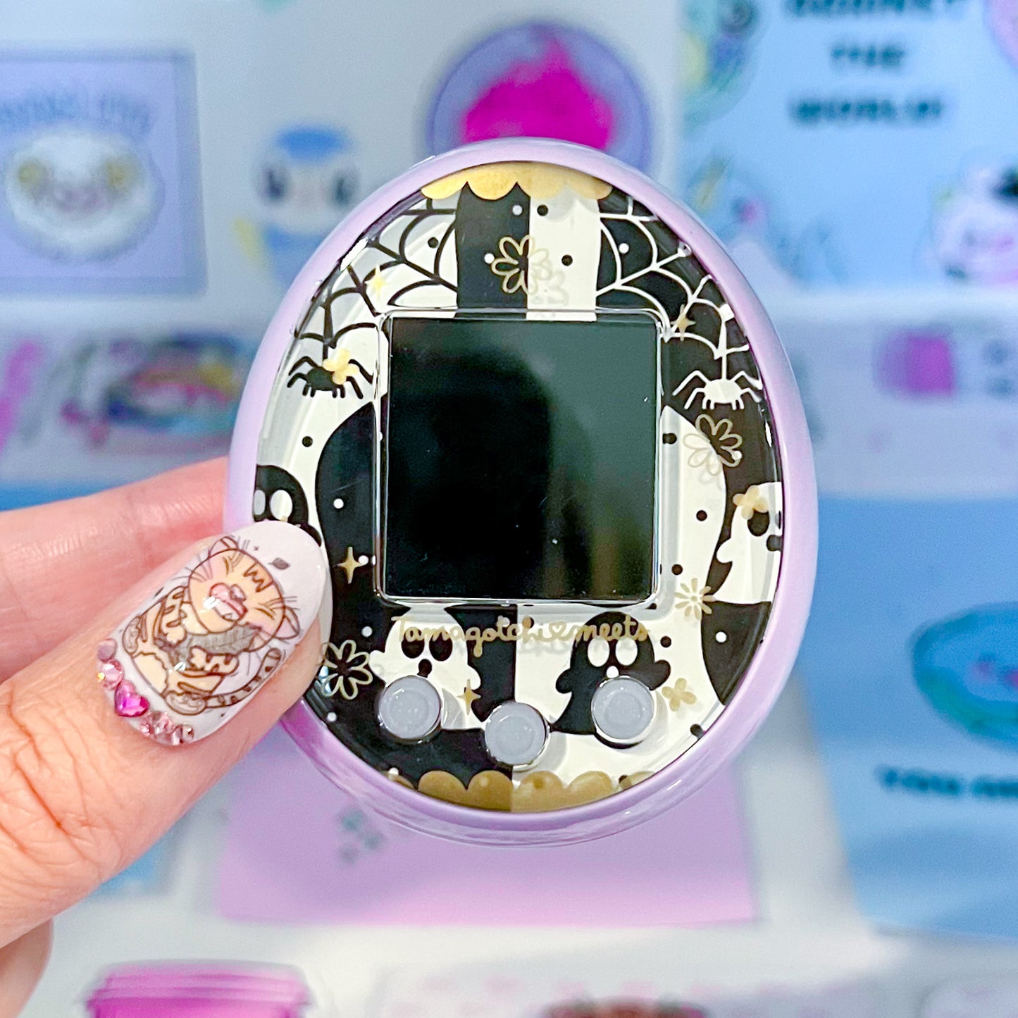 Tamagotchi Meets/ON/Ssome Faceplates - Black and White Ghosts