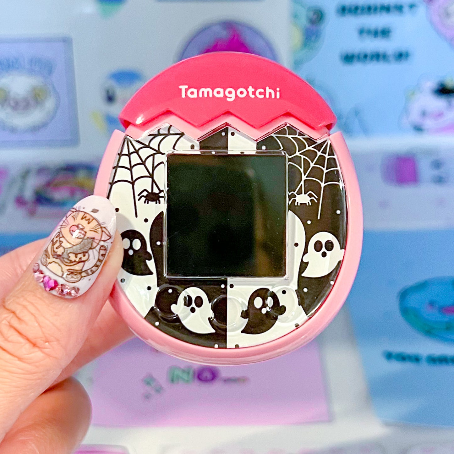 Tamagotchi Pix Faceplates - Black and White Ghosts